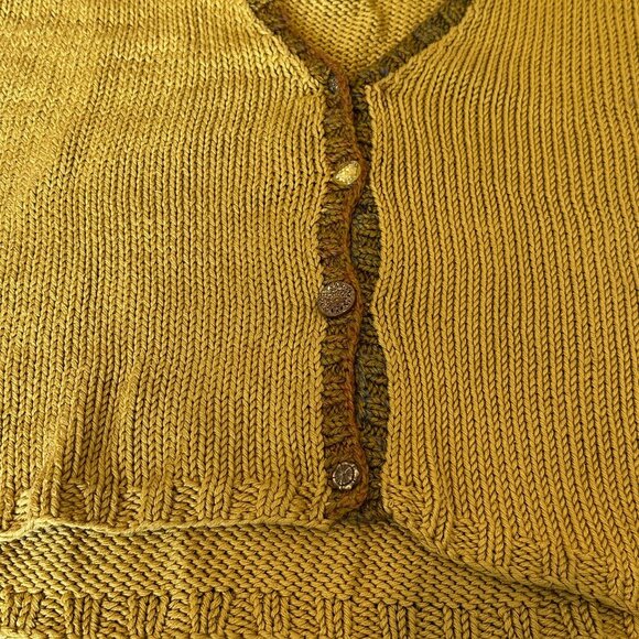 Handknit Oversized Cropped Vest, Gold Color - Picture 2 of 3